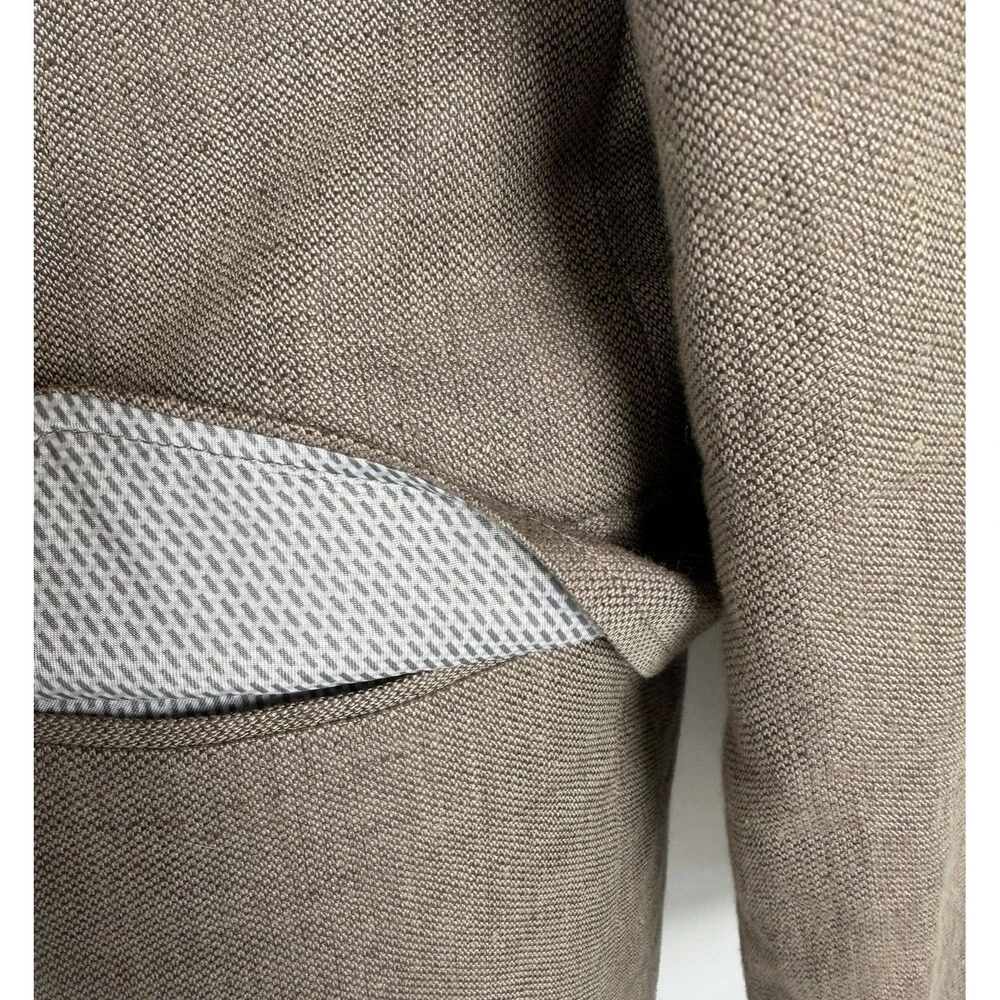 Banana Republic Mens 40L Linen Sportcoat Beige Khaki Tailored Fit Surgeon Cuffs